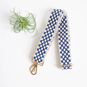 Blue and Cream Dot Crossbody Bag Strap Alternate