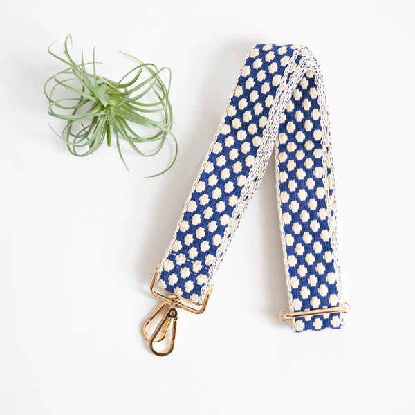 Blue and Cream Dot Crossbody Bag Strap Alternate