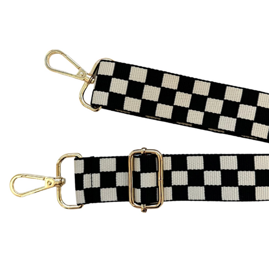 Black Checker Crossbody Bag Strap