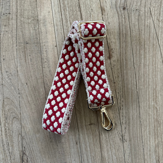 Red and Cream Dot Crossbody Bag Strap