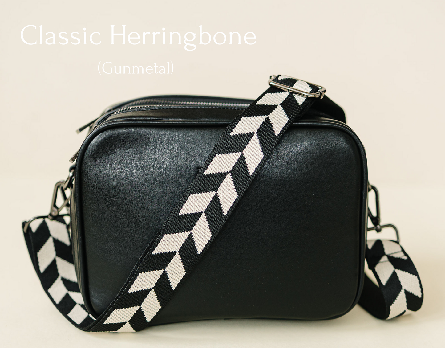 Crossbody Bag Strap Classic Herringbone (Gold)