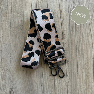 Blush Leopard Crossbody Bag Strap (Gunmetal)