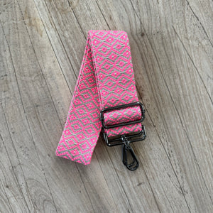 Pink and Tan Crossbody Bag Strap (Gunmetal)