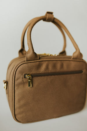 Bronze everyday poppy handbag with top handles, back view