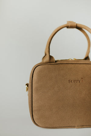 Bronze everyday poppy handbag with top handles and a strap 