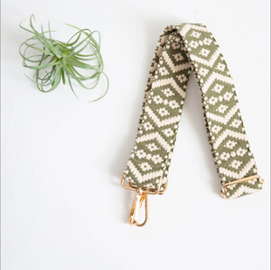 Olive & Cream Geo Crossbody Bag Strap